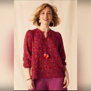 Matilda Jane Enchanted Garden Coral Reef Medallion Printed Blouse S